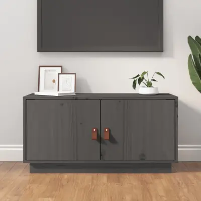 The Living Store TV omarica siva 80x34x40 cm trdna borovina - TV Omarica