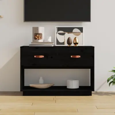 The Living Store TV omarica črn 90x40x60 cm trdna borovina - TV Omarica