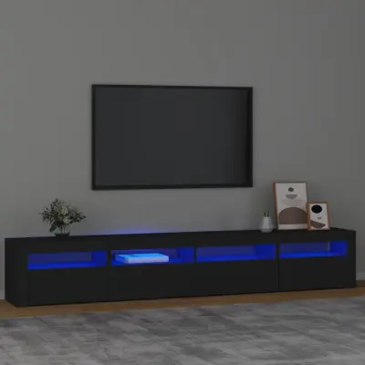 The Living Store TV omarica z LED lučkami črn 240x35x40 cm - TV Omarica