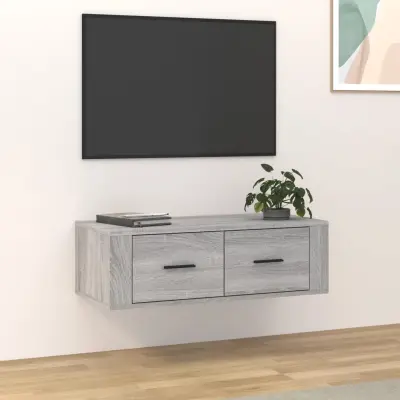 The Living Store Viseča TV omarica siva sonoma 80x36x25 cm inženirski les - TV Omarica