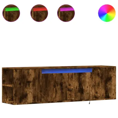 vidaXL Stenska TV omarica z LED lučkami dimljeni hrast 135x31x39,5 cm