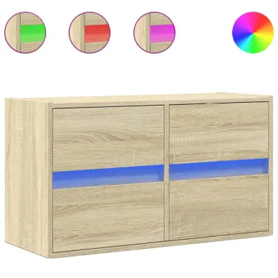 vidaXL Stenska TV omarica z LED lučkami sonoma hrast 80x31x45 cm
