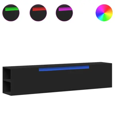 vidaXL Stenska TV omarica z LED lučkami črna 180x31x39,5 cm