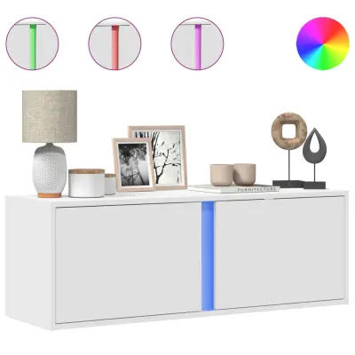 vidaXL Stenska TV omarica z LED lučkami bela 100x31x35 cm