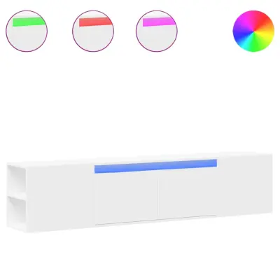 vidaXL Stenska TV omarica z LED lučkami bela 180x31x39,5 cm