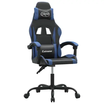 vidaXL Vrtljiv gaming stol črno in modro umetno usnje