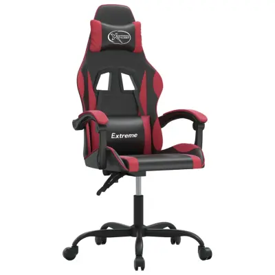 vidaXL Vrtljiv gaming stol črno in vinsko rdeče umetno usnje
