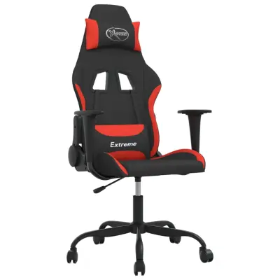 vidaXL Masažni gaming stol črno in rdeče blago