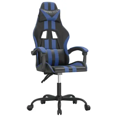 vidaXL Vrtljiv gaming stol črno in modro umetno usnje