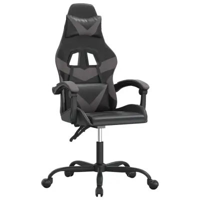 vidaXL Vrtljiv gaming stol črno in sivo umetno usnje