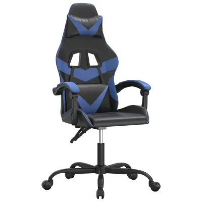 vidaXL Vrtljiv gaming stol črno in modro umetno usnje