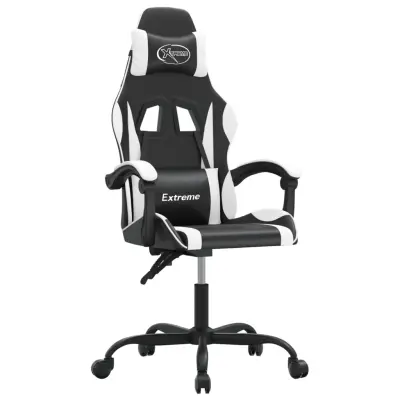 vidaXL Gaming stol črno in belo umetno usnje