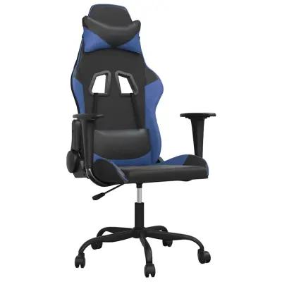 vidaXL Gaming stol črno in modro umetno usnje
