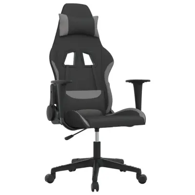 vidaXL Gaming stol črno in svetlo sivo blago