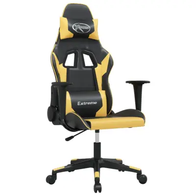 vidaXL Gaming stol črno in zlato umetno usnje