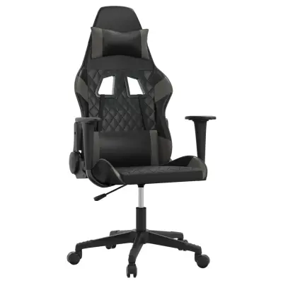 vidaXL Gaming stol črno in siva umetno usnje
