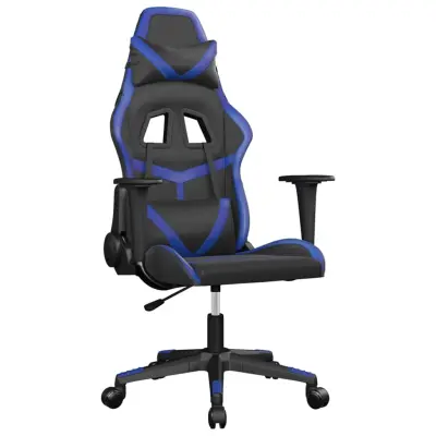 vidaXL Gaming stol črno in modro umetno usnje