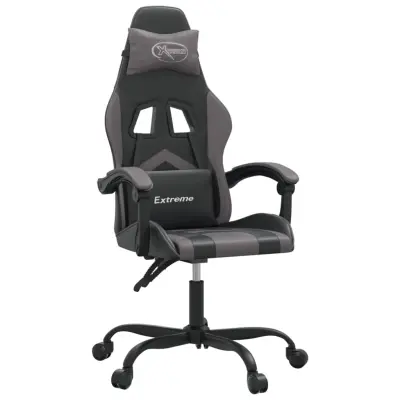 vidaXL Vrtljiv gaming stol črno in sivo umetno usnje