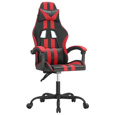 vidaXL Vrtljiv gaming stol črno in rdeče umetno usnje