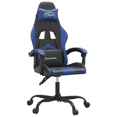 vidaXL Vrtljiv gaming stol črno in modro umetno usnje
