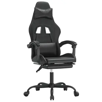 vidaXL Gaming stol z oporo za noge črno umetno usnje