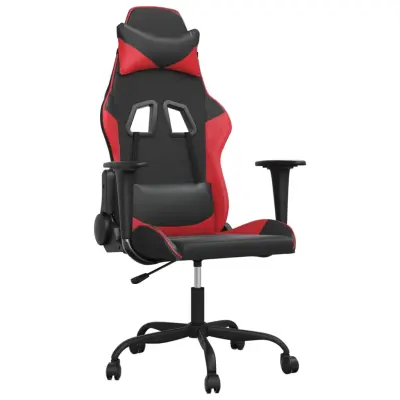 vidaXL Gaming stol črno in rdeča umetno usnje