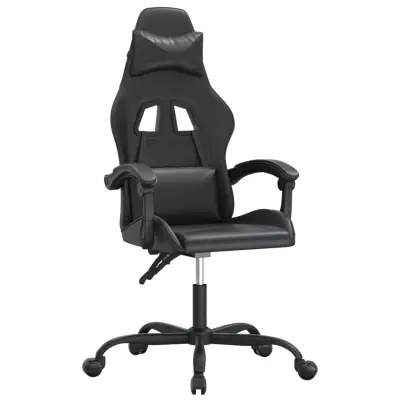 vidaXL Vrtljiv gaming stol črno umetno usnje