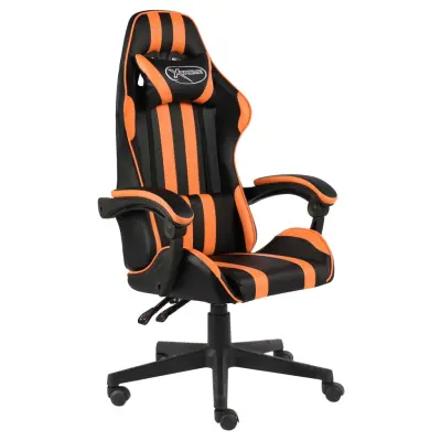 vidaXL Racing stol črno in oranžno umetno usnje