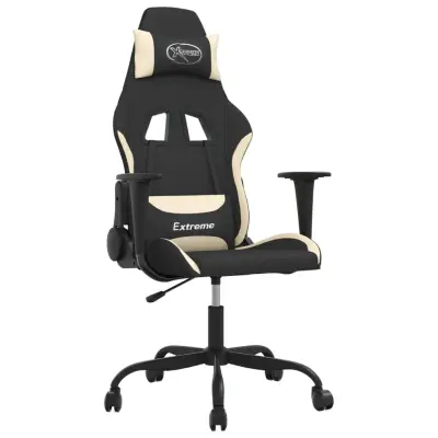 vidaXL Gaming stol črno in krem blago
