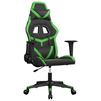 vidaXL Masažni gaming stol črno in zeleno umetno usnje