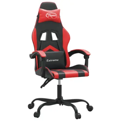 vidaXL Vrtljiv gaming stol črno in rdeče umetno usnje