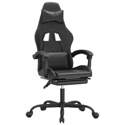 vidaXL Gaming stol z oporo za noge črno umetno usnje