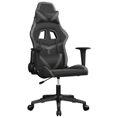 vidaXL Gaming stol črno in siva umetno usnje