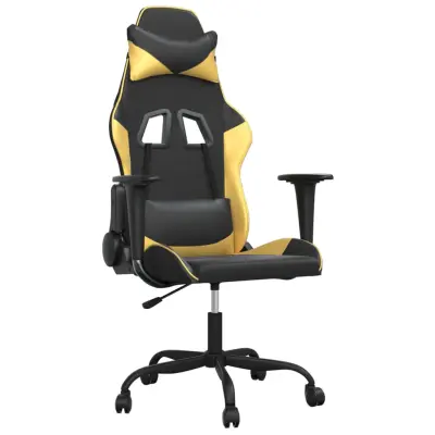vidaXL Gaming stol črno in zlato umetno usnje