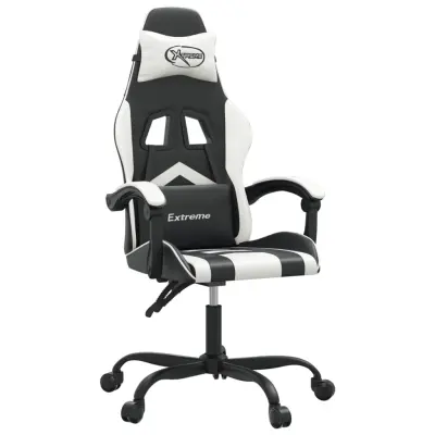 vidaXL Gaming stol črno in belo umetno usnje