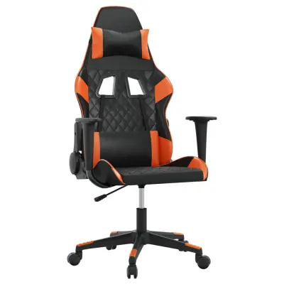 vidaXL Gaming stol črno in oranžno umetno usnje