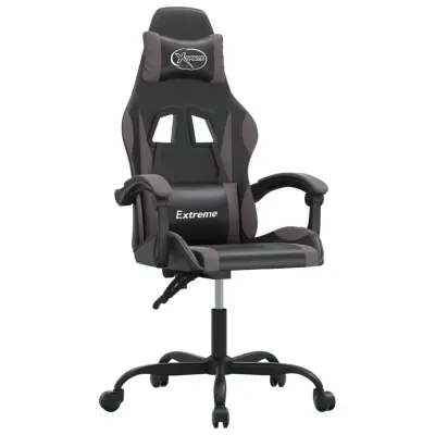 vidaXL Gaming stol črno in siva umetno usnje