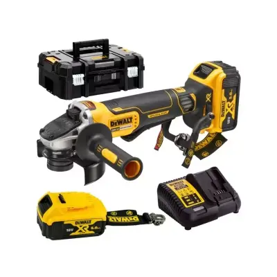 KOTNI BRUSILNIK DEWALT. 18V DCG406P2LRT 125mm BL ON REZILO 2x5.0Ah TSTAK LANYARD READY