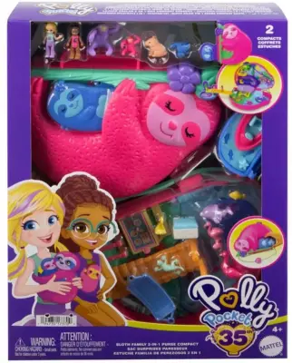 Mattel Polly Pocket: Torba s plišastimi lenuhi 2 v 1 (HRD40)