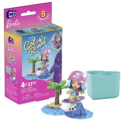 Mattel Mega Bloks Barbie - Mikro-lutka za surfanje in plavanje (HHP86)