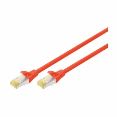 Digitus DK-1644-A-0025/R RJ45 omrežni kabel CAT6a S/FTP 0.25 m rdeča brez halogena, zviti pari, z zaščitnim zapornim zatičem, ognjevaren 1 kos