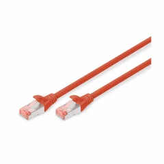 Digitus DK-1644-010/R RJ45 omrežni kabel CAT6 S/FTP 1 m rdeča brez halogena, zviti pari, z zaščitnim zapornim zatičem, ognjevaren 1 kos