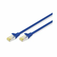 Digitus DK-1644-A-010/B RJ45 omrežni kabel CAT6a S/FTP 1 m modra brez halogena, zviti pari, z zaščitnim zapornim zatičem, ognjevaren 1 kos