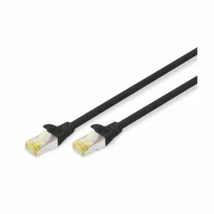 Digitus DK-1644-A-020/BL RJ45 omrežni kabel CAT6a S/FTP 2 m črna brez halogena, zviti pari, z zaščitnim zapornim zatičem, ognjevaren 1 kos