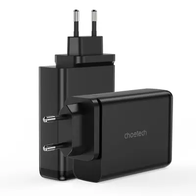 GaN 140W napajalnik polnilec 4 vrata 2x USB-C + 2x USB - črn