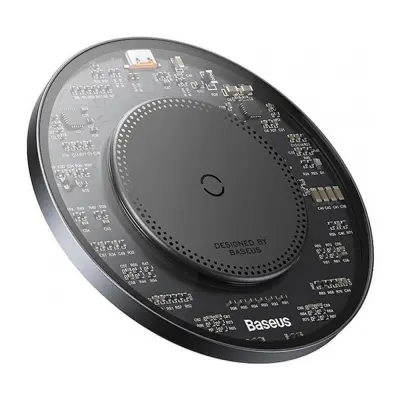 Magnetno induktivni polnilec za telefon 15W + USB-C kabel 1m, črn
