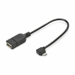 Digitus USB 2.0 adapter [1x moški konektor USB 2.0 tipa micro B - 1x ženski konektor USB 2.0 tipa A] AK-300313-002-S 15.00 cm okrogel, dvojno okloplje