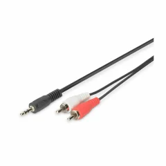 Digitus AK-510300-015-S klinker/cinch avdio kabel [1x 3,5mm banana moški konektor - 2x moški cinch konektor] 1.5 m črna enojna zaščita, okrogel