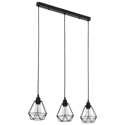 The Living Store Stropna svetilka z diamantnim dizajnom črna 3x E27 žarnice - Stropna Svetilka