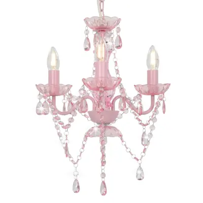 The Living Store Lestenec s kroglicami roza okrogel 3 x E14 - Lestenec